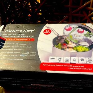 New AVACRAFT Multi-Glad Tri-Play Stainless Still Sauce Pan Glass Lid 3.5Q NWB